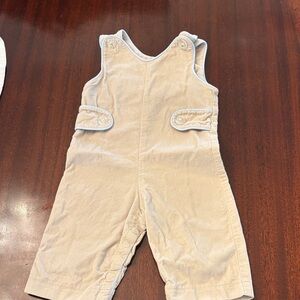 Beige Corduroy Kids Overalls with Button Straps